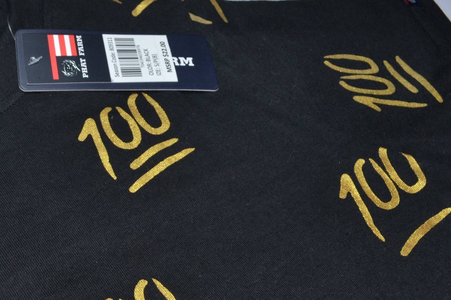 Boy's Gold Foil Emoji 100 Black T-Shirt