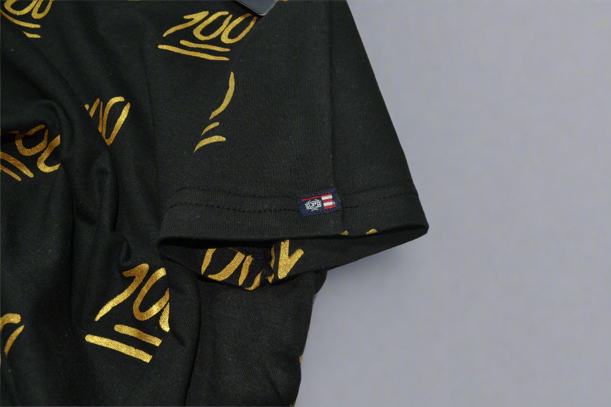 Boy's Gold Foil Emoji 100 Black T-Shirt