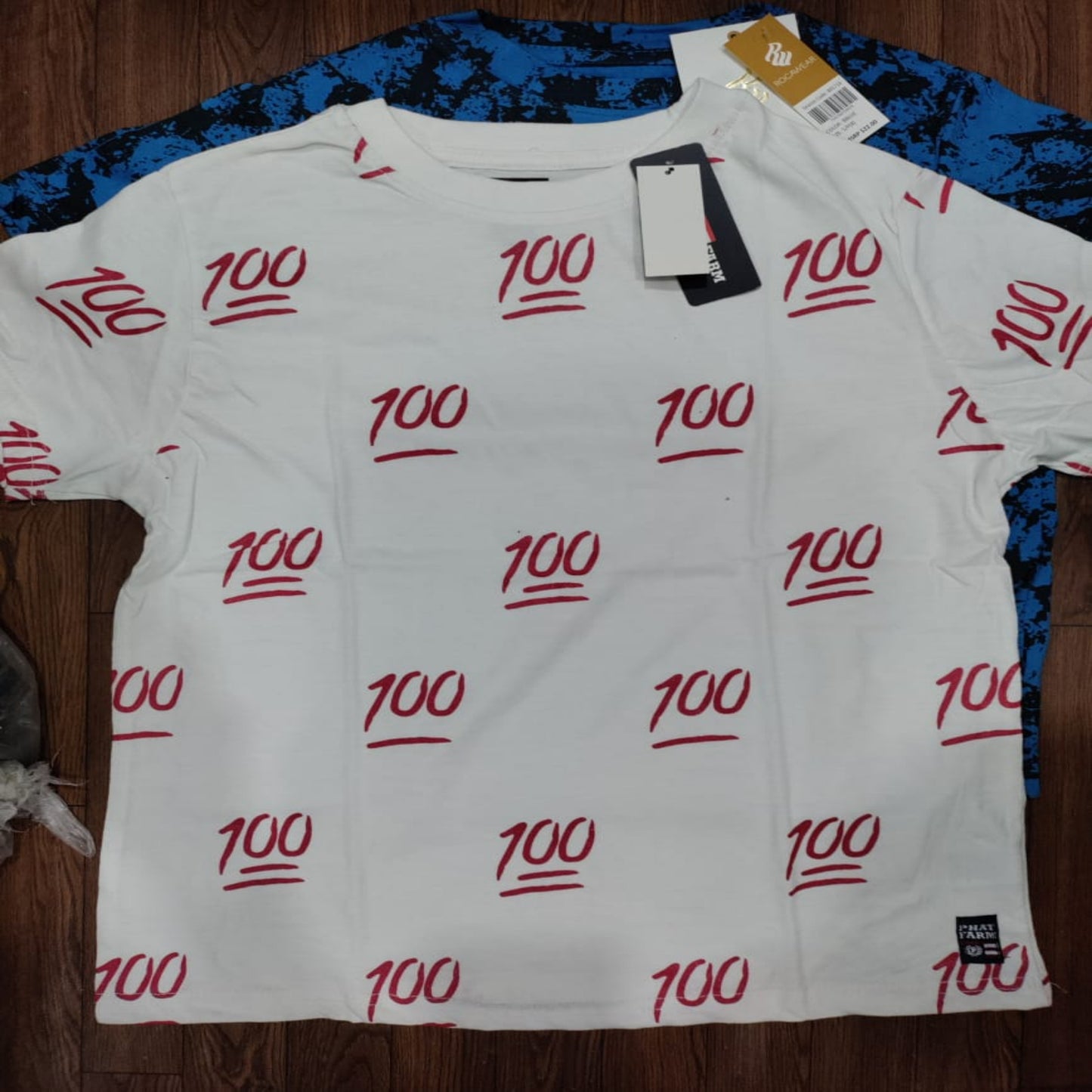 Boy's Gold Foil Emoji 100 white T-Shirt