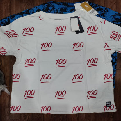 Boy's Gold Foil Emoji 100 white T-Shirt